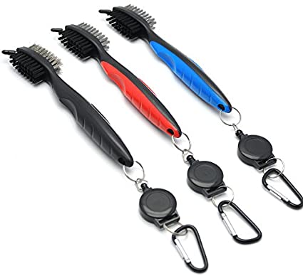Mile High Life Golf Club Brush Tool Kit with Club Groove Cleaner, Retractable Extension Cord and Clip (8 Colors)