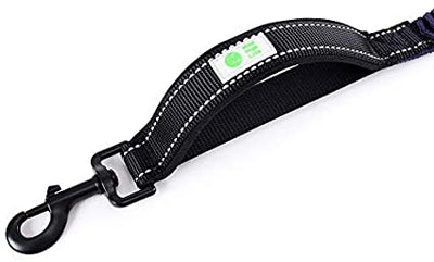 Mile High Life | 3-5 Feet Bungee Dog Leash for Running | Reflective Gentle Training Leader for Dogs Large or Small| Soft Padding w Dog Poop Bag Holder Ring