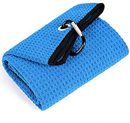 Mile High Life Tri-fold Golf Towel | Premium Microfiber Fabric | Waffle Pattern | Heavy Duty Carabiner Clip | 14 Color Options