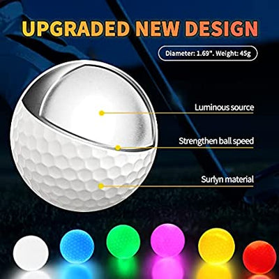 Mile High Life | Glow in The Dark Golf Balls | 6 pcs Glowing Golf Balls | Waterproof Light Up Golf Ball for Men Women | 40 Hours Lighting Life Span| Six Assorted Colors