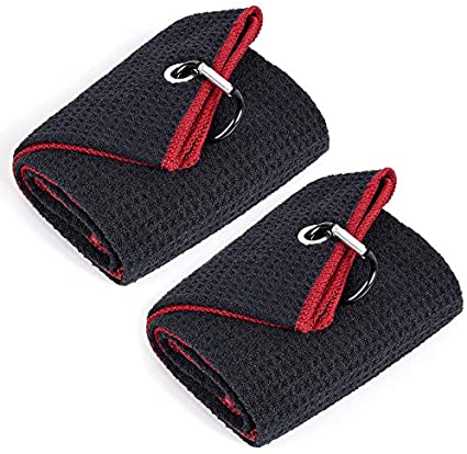 Mile High Life Tri-fold Golf Towel | Premium Microfiber Fabric | Waffle Pattern | Heavy Duty Carabiner Clip | 14 Color Options