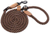 Mile High Life | Dog Rope Leash with Genuine Leather Tailored Connection | Dog Slip Lead | Dual Configuration | with Heavy Duty Metal Sturdy Clasp (Multi- Colors, Diameter 1/2", 7FT/8FT Options)