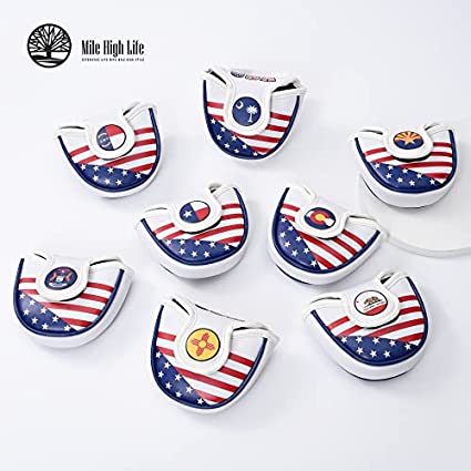 Mile High Life | US States Flag Mallet Putter Cover | Synthetic Leather Golf Head CoversÂ w Automatic Closure|Â America Flag Putter Headcover Compatible with Odyssey/Taylormade/Scotty Cameron Putters