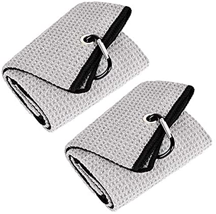 Mile High Life Tri-fold Golf Towel | Premium Microfiber Fabric | Waffle Pattern | Heavy Duty Carabiner Clip | 14 Color Options