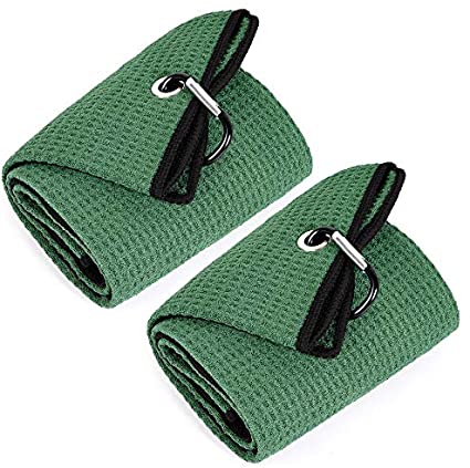 Mile High Life Tri-fold Golf Towel | Premium Microfiber Fabric | Waffle Pattern | Heavy Duty Carabiner Clip | 14 Color Options