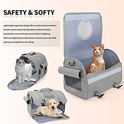 Mile High Life | Outdoor Travel Pet Carrier | Hiking Outdoor Dog Carrier Backpack | Collapsible Dog Carrier for Small Medium Dogs | Cat Crates w Breathable Mesh with Soft-Sided