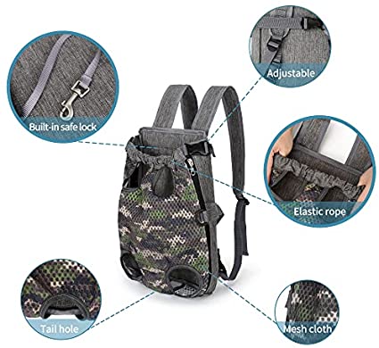 Mile High Life | Hiking Outdoor Pet Carrier Backpack | Legs Out Puppy Cat Carrier | Camouflage Dog Carrier for Small Dogs | Dog Backpack w Breathable Mesh