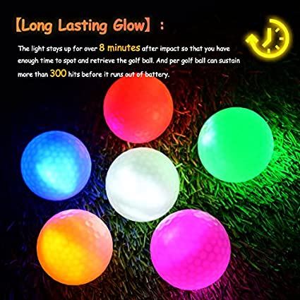 Mile High Life | Glow in The Dark Golf Balls | 6 pcs Glowing Golf Balls | Waterproof Light Up Golf Ball for Men Women | 40 Hours Lighting Life Span| Six Assorted Colors
