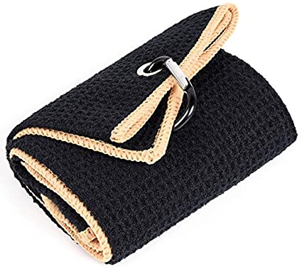Mile High Life Tri-fold Golf Towel | Premium Microfiber Fabric | Waffle Pattern | Heavy Duty Carabiner Clip | 14 Color Options