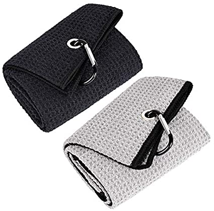 Mile High Life Tri-fold Golf Towel | Premium Microfiber Fabric | Waffle Pattern | Heavy Duty Carabiner Clip | 14 Color Options