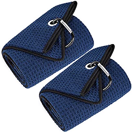 Mile High Life Tri-fold Golf Towel | Premium Microfiber Fabric | Waffle Pattern | Heavy Duty Carabiner Clip | 14 Color Options