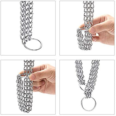Mile High Life | Dog Martingale Chain Collar | Slip Choke Collar | Metal Training Collar | Double Triple Chain | for Small Medium Large Dog
