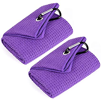 Mile High Life Tri-fold Golf Towel | Premium Microfiber Fabric | Waffle Pattern | Heavy Duty Carabiner Clip | 14 Color Options