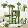 Mile High Life | Cat Tree Tower Scrating Post | Cat Condo with Hammock and Cactus Scratching Posts Tree for Kittens | Tall Cat Climbing Stand with Cute Hanging Ball & Toys for Play House
