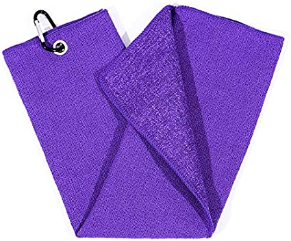 Mile High Life | Tri-fold Microfiber Golf Towel | Innovative Dual Side Design w/Dirt Scrub Side and Soft Cleaning Side | Light Weight | Excellent Water Absorbance | Please Watch Video (Colors)