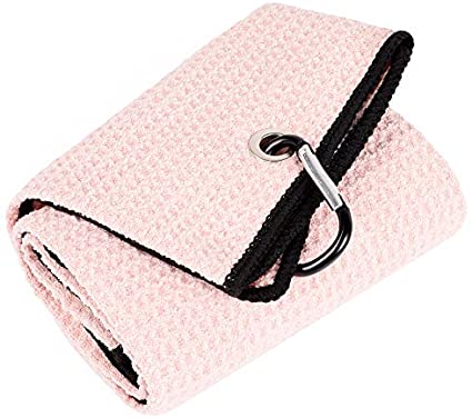 Mile High Life Tri-fold Golf Towel | Premium Microfiber Fabric | Waffle Pattern | Heavy Duty Carabiner Clip | 14 Color Options