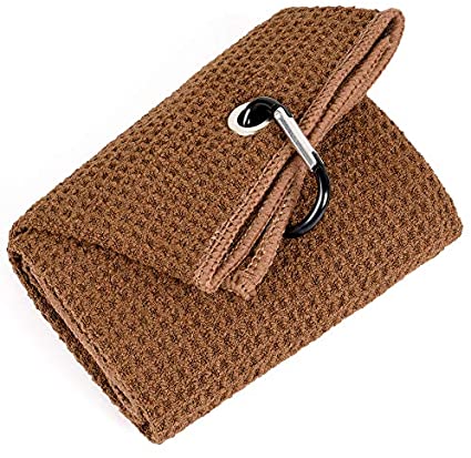 Mile High Life Tri-fold Golf Towel | Premium Microfiber Fabric | Waffle Pattern | Heavy Duty Carabiner Clip | 14 Color Options