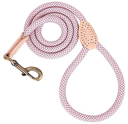 Mile High Life | Chew Proof Dog Leash | Dog Rope Leash | Reflective Dog Leashes | Climbing Rope Dog 4/5/6FT Leash w Leather Tip