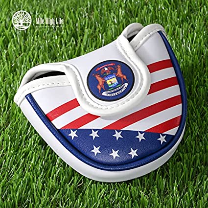 Mile High Life | US States Flag Mallet Putter Cover | Synthetic Leather Golf Head CoversÂ w Automatic Closure|Â America Flag Putter Headcover Compatible with Odyssey/Taylormade/Scotty Cameron Putters
