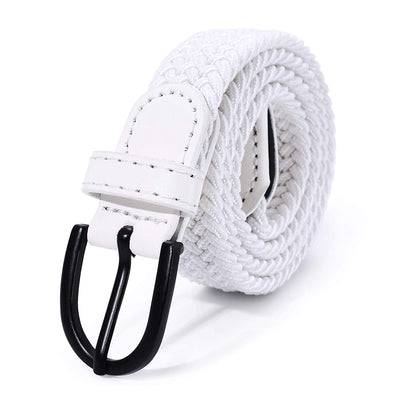 Young Boys Girls | Braided Stretch Elastic Belt | Pin Prong Buckle | Loop End Tip | 1" width | 5 Sizes 5 Colors