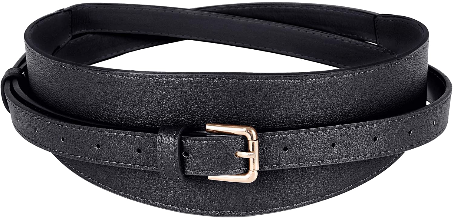 Women’s Wide Cummerbund Faux Leather Dress Belt | Double Layered Waist Belt