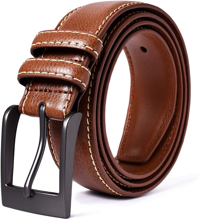 Dark Brown Leather Dress Belt  Stainless Steel Buckle - Solid Leather