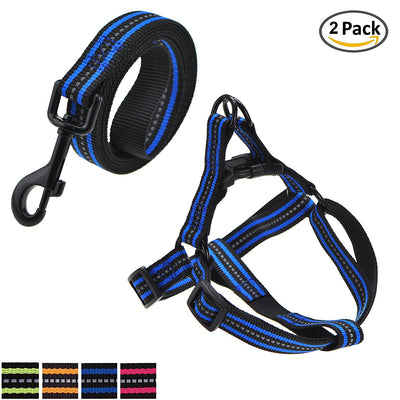 Reflective Double Band Dog Collar, Leash, Harness or Combo Set