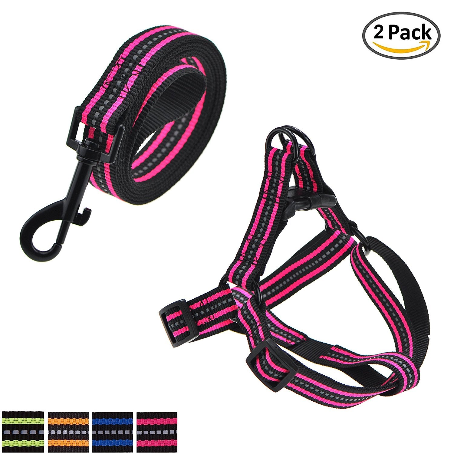 Bark Lover Dog Harness Leash and Collar Matching Sets for Small Puppy  Medium Large Dogs Pets, Heavy Duty Nylon with Denim Design, Perfect  Accessories