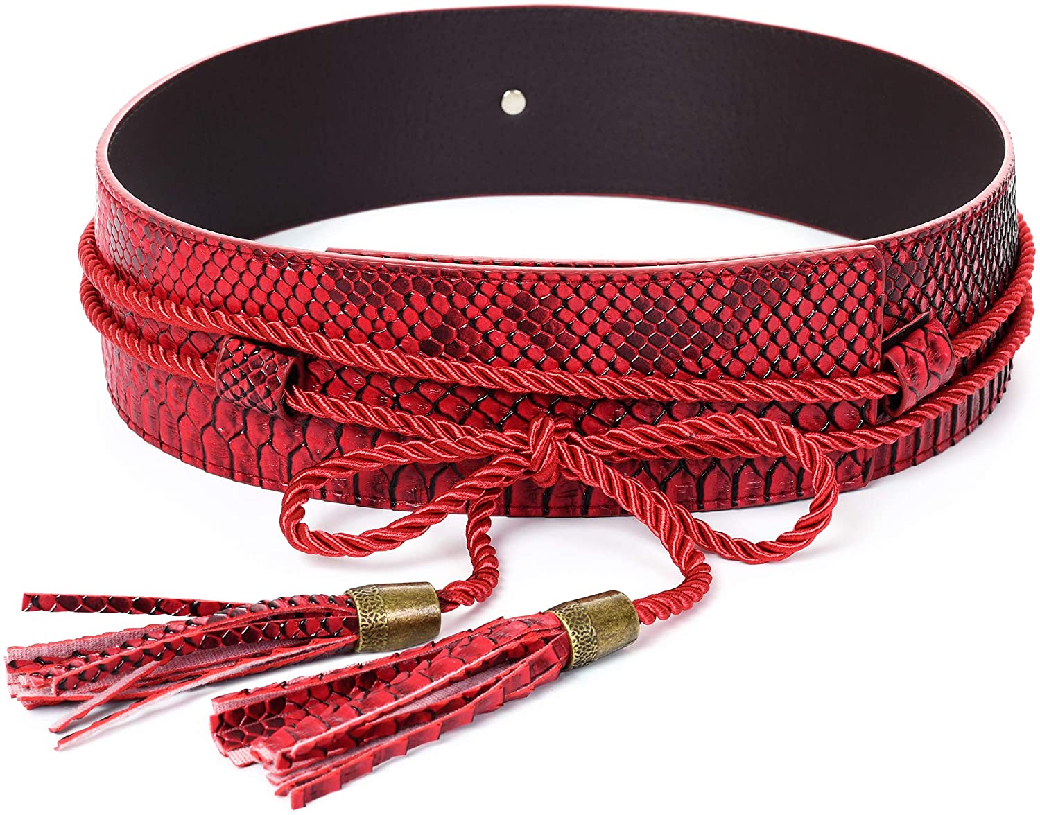 leather belt women's belt braided leather women's belt with metal Quick,  women's Coffee 